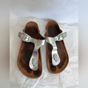 Birkenstock Gizeh T-Strap Flip Flop metallic Sandals Size 37